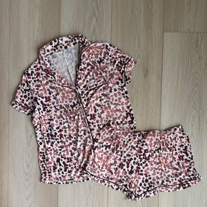 stars above Pink and Brown Leopard-Print Short Pajama Set